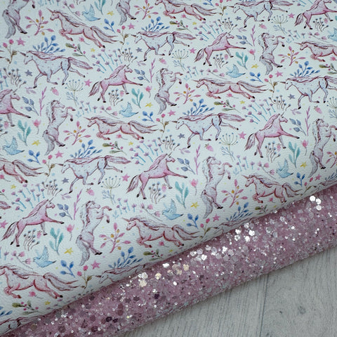 Unicorn Floral Glitter Duo