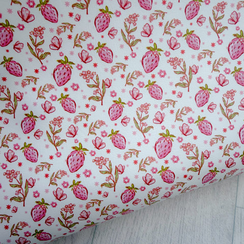 Butterfly Strawberry Faux Leather