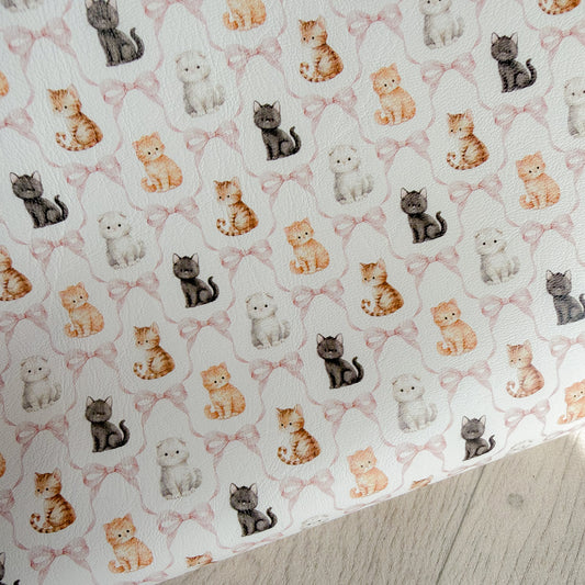 Pretty Bow Kittens Faux Leather Sheet