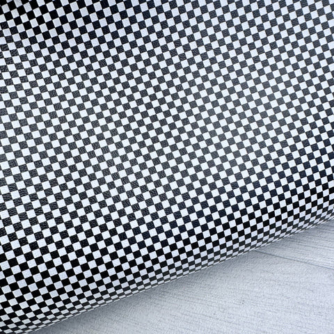Black & White Check Leatherette