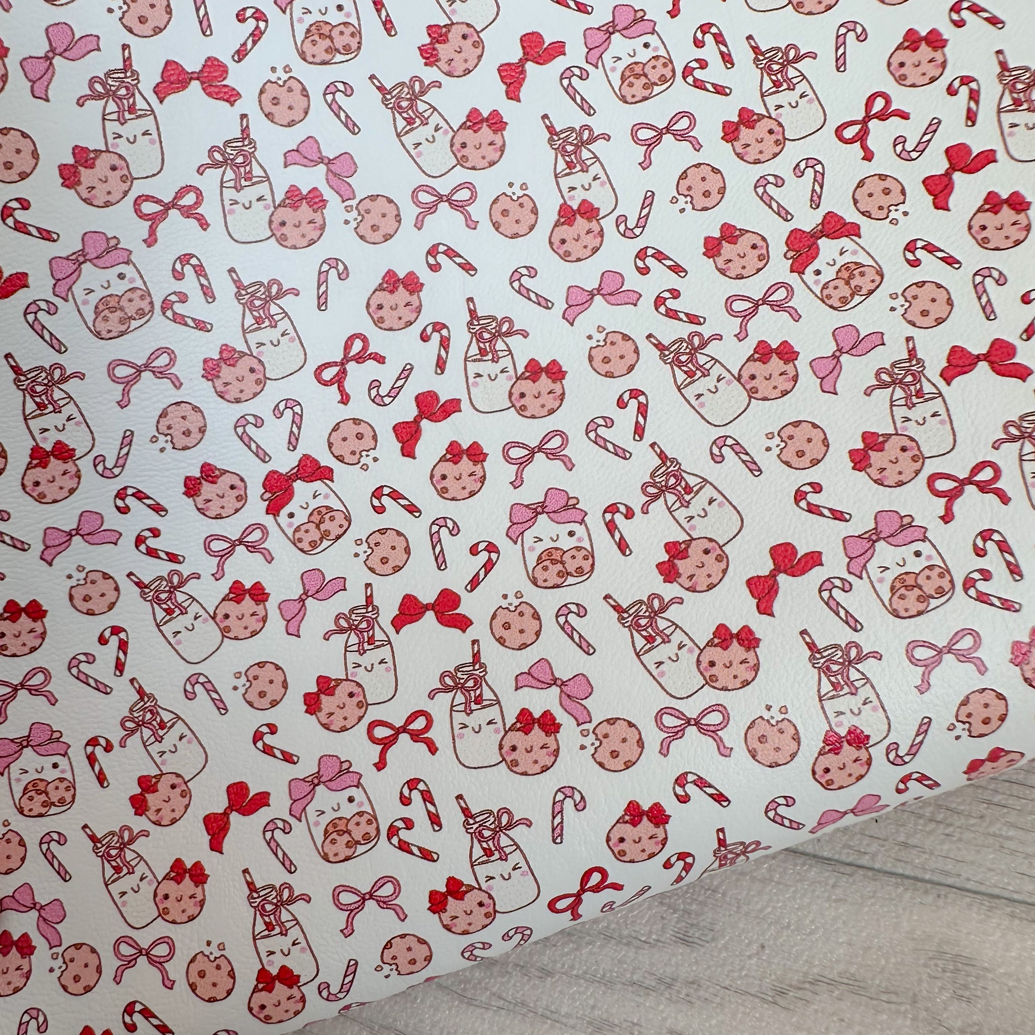 Bow Cookies & Milk Pink & Red Leatherette