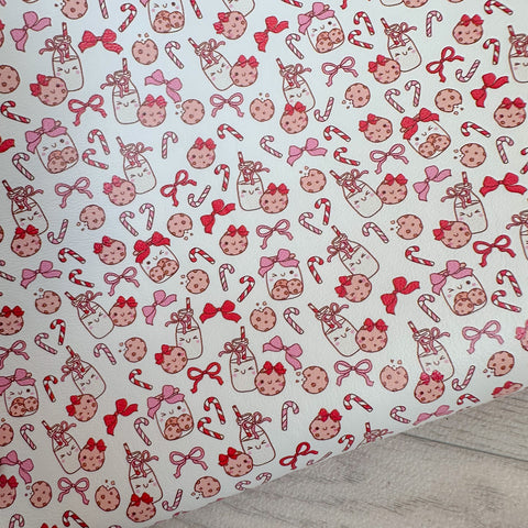 Bow Cookies & Milk Pink & Red Leatherette