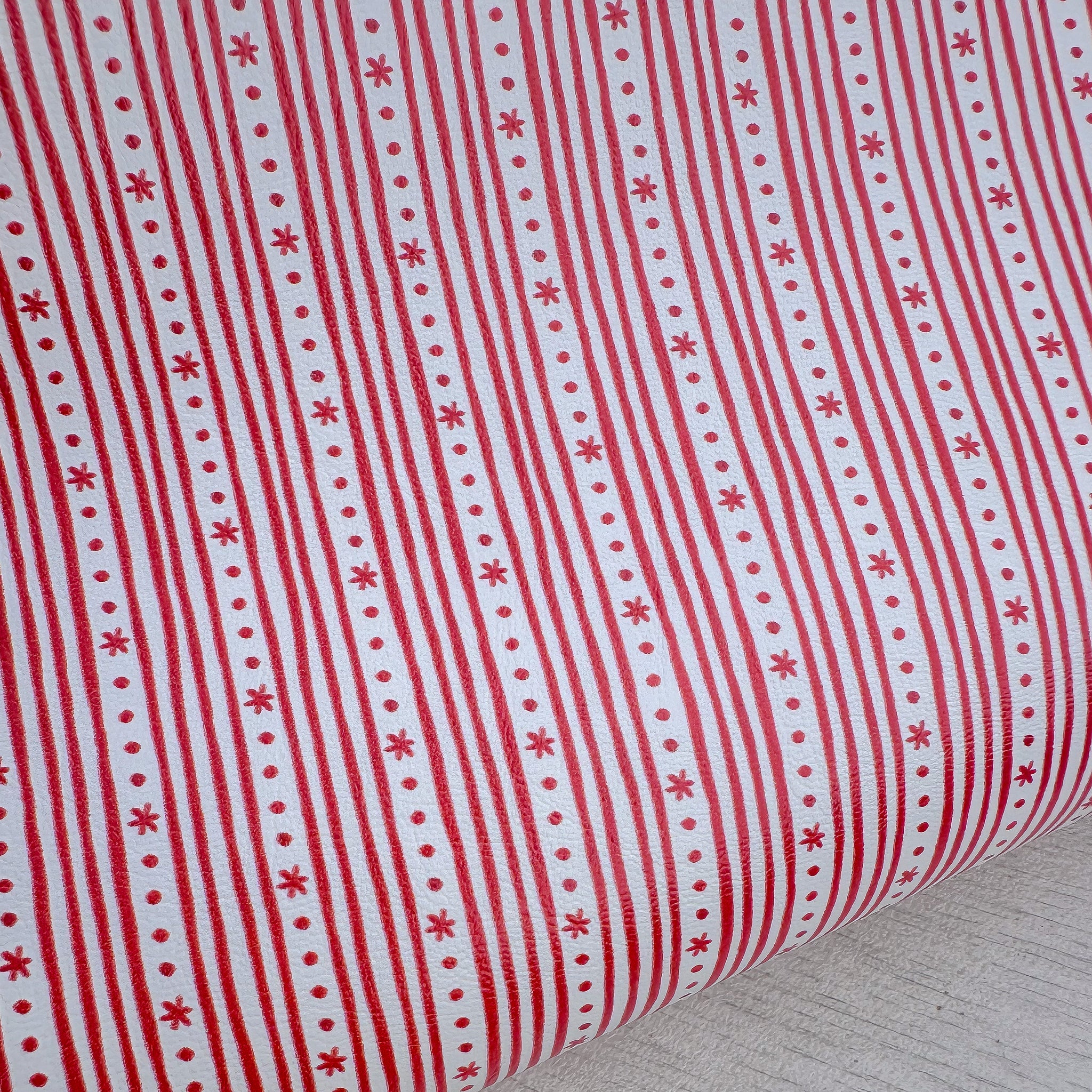 Starry Stripes White Leatherette