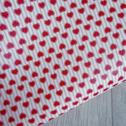 Frilly Heart Stripes Leatherette