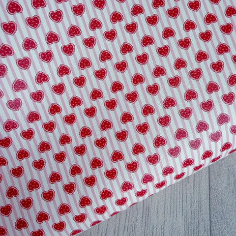 Frilly Heart Stripes Leatherette