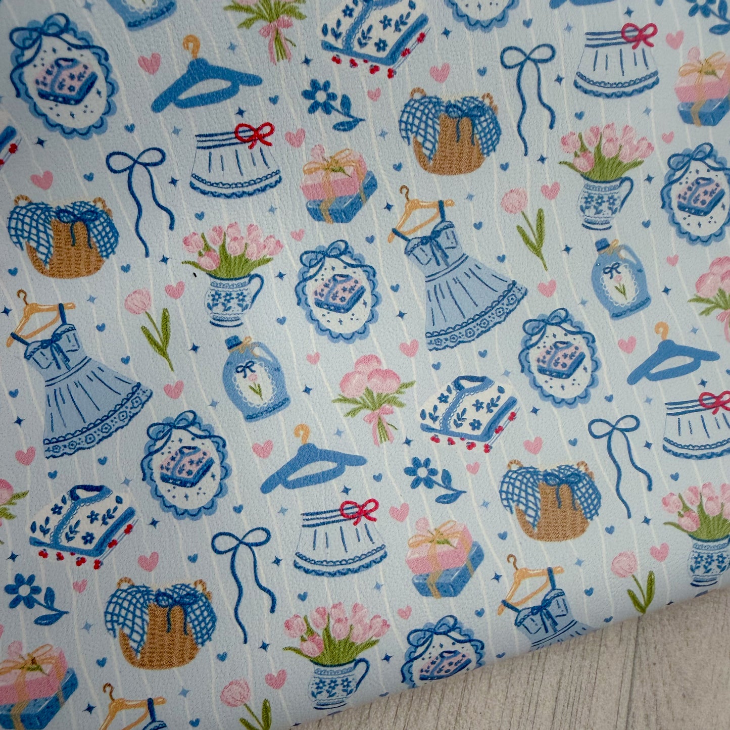Lovely Blue Things Faux Leather Sheet