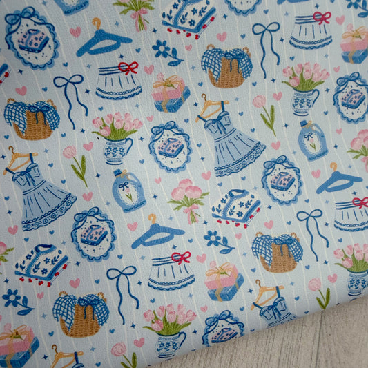 Lovely Blue Things Faux Leather Sheet