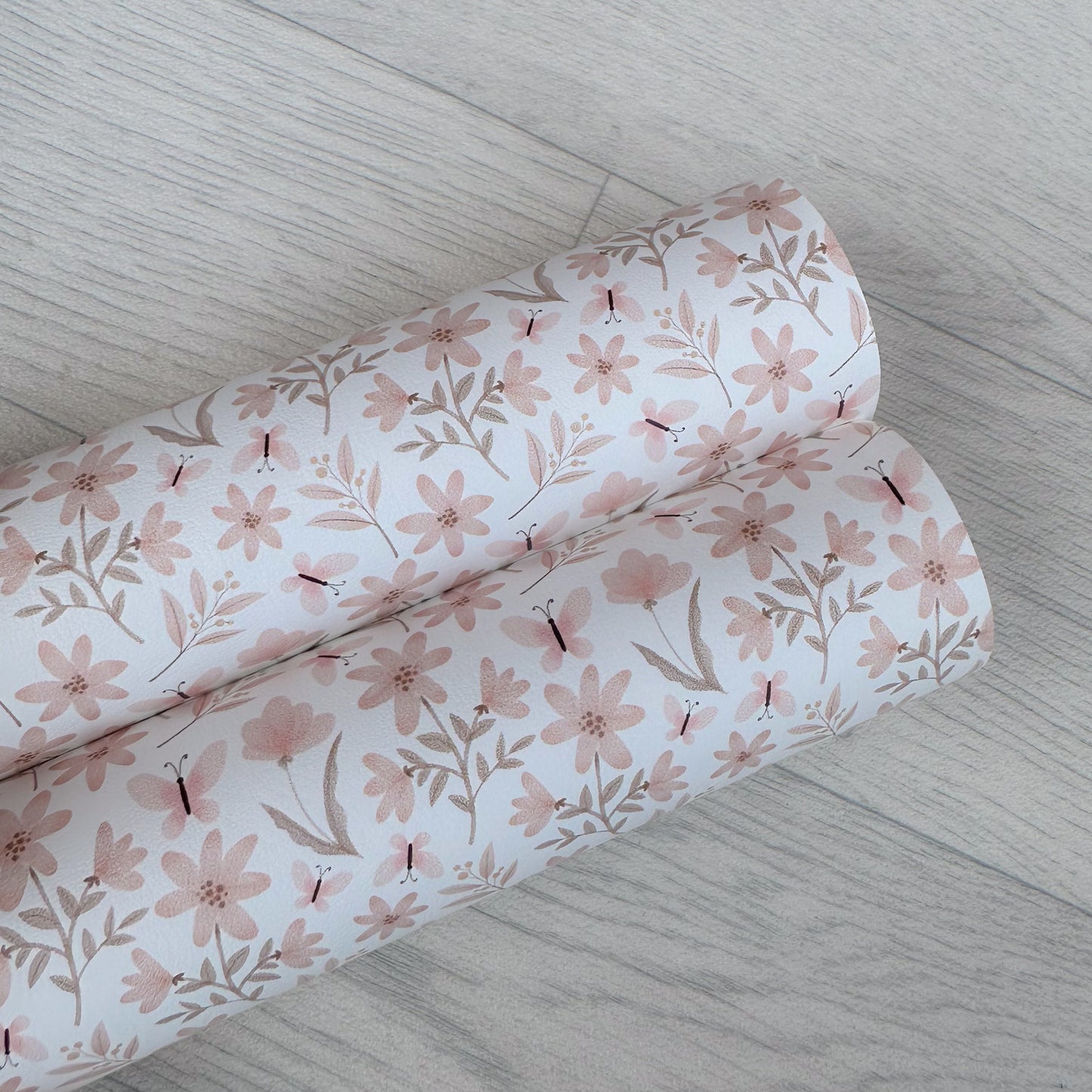 Blushing Butterfly Floral Leatherette