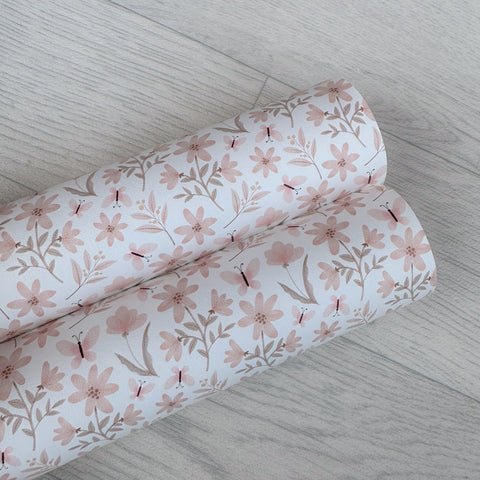 Blushing Butterfly Floral Leatherette