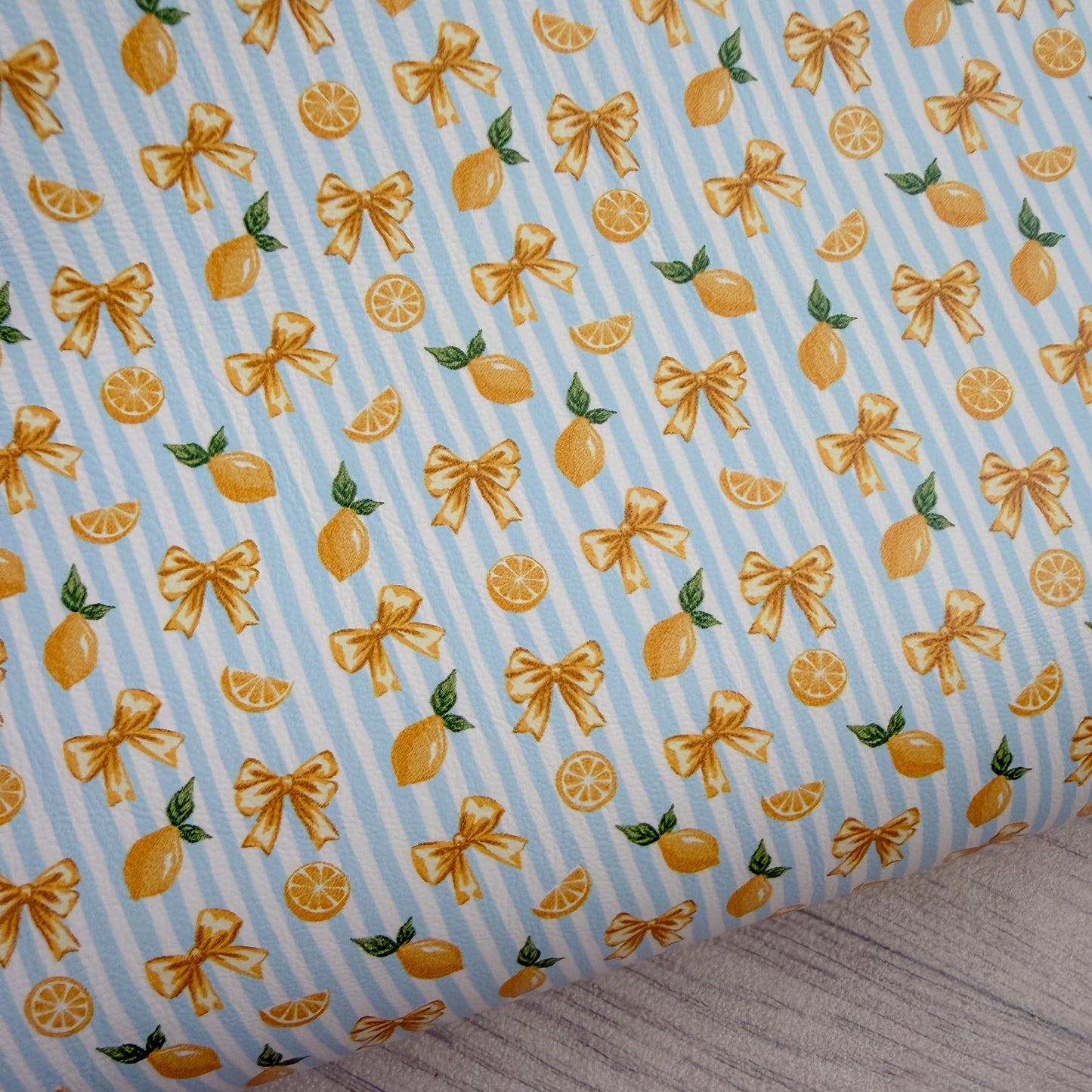 Lemon Stripes Blue Leather Sheet