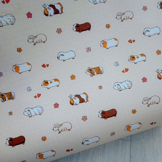 Sweet Guinea Pigs Faux Leather Sheet
