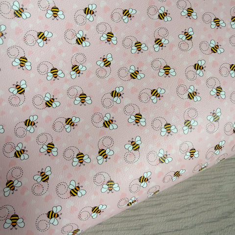 Pink Bees Leatherette