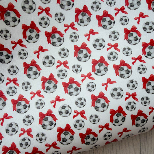 Red Football Bows Faux Leather Sheet