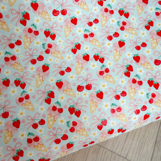 Summer Berries Ice-cream Bows Faux Leather
