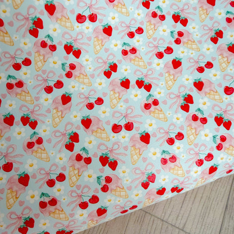 Summer Berries Ice-cream Bows Faux Leather
