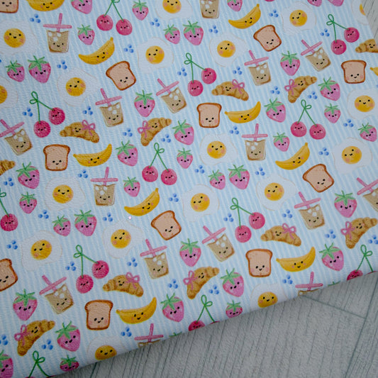 Blue Stripe Breakfast Besties Faux Leather Sheet