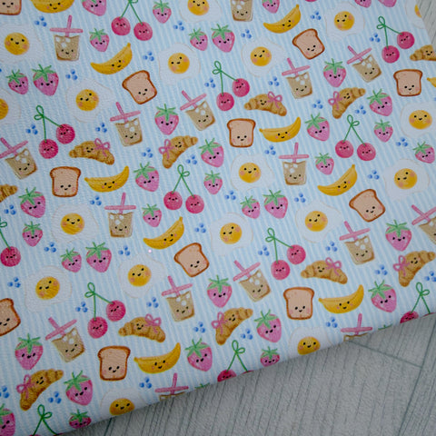 Blue Stripe Breakfast Besties Faux Leather Sheet