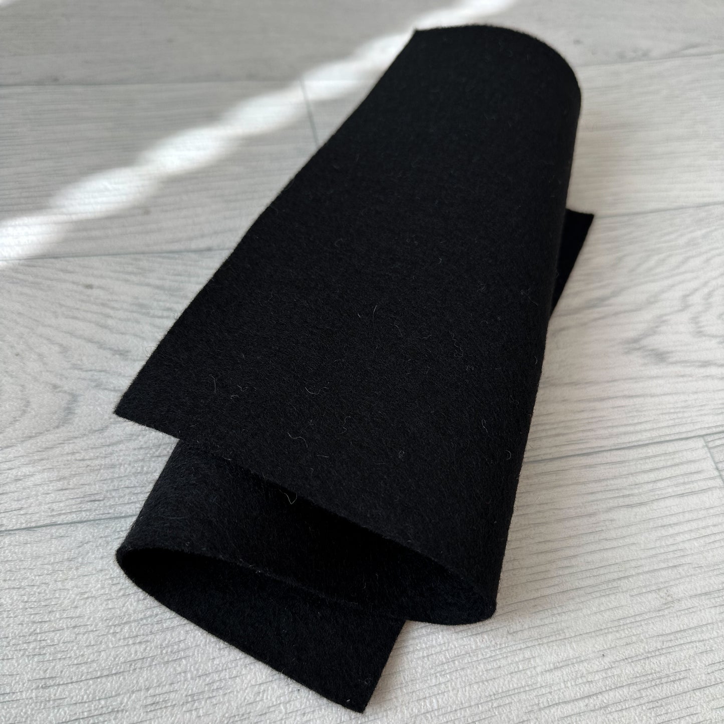 Ebony Black 100% Merino Wool Felt