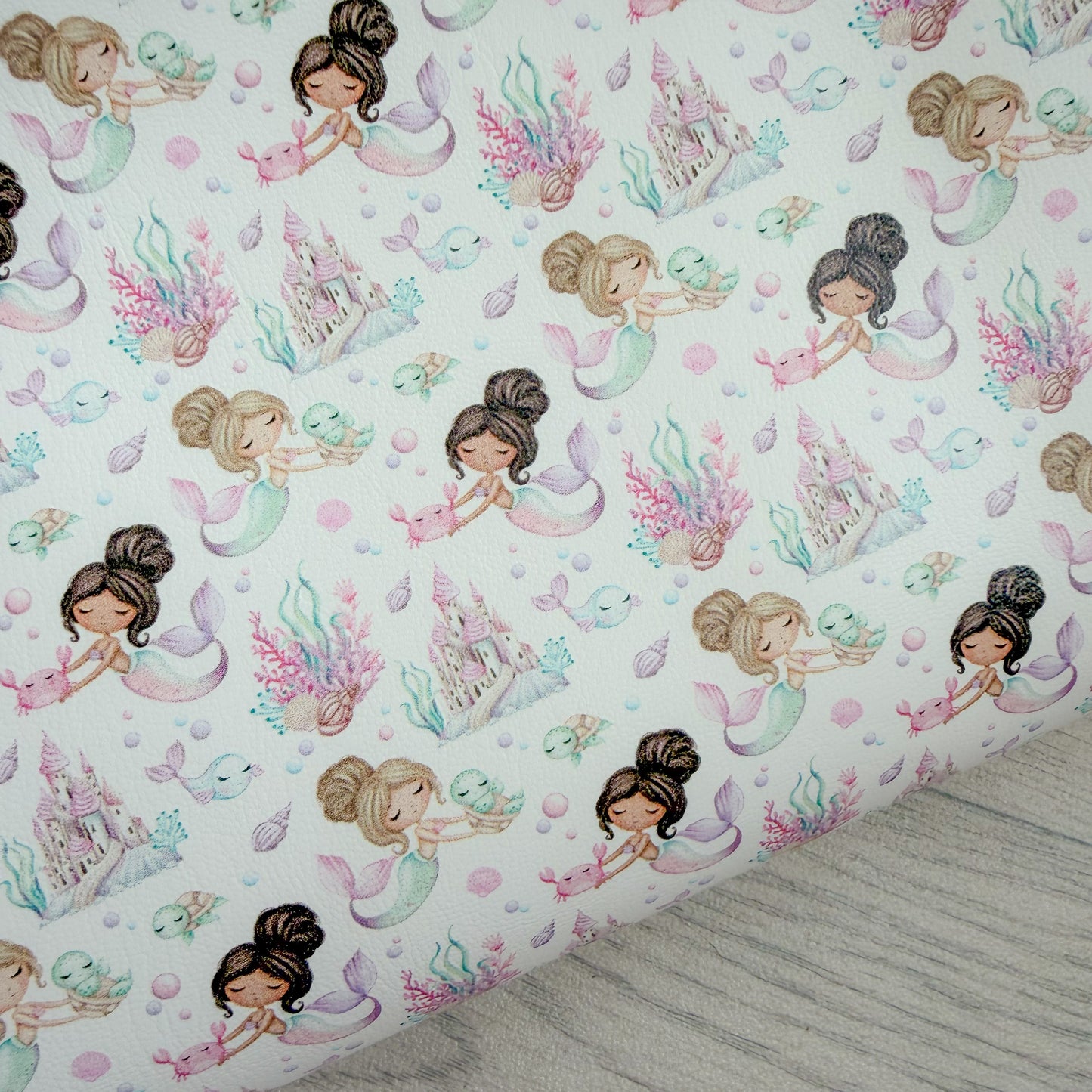 Mermaids Castle Faux Leather Sheet