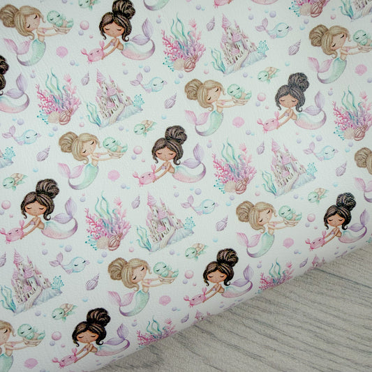 Mermaids Castle Faux Leather Sheet
