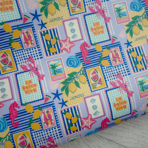 Cute Coastal Collage Leather Sheet