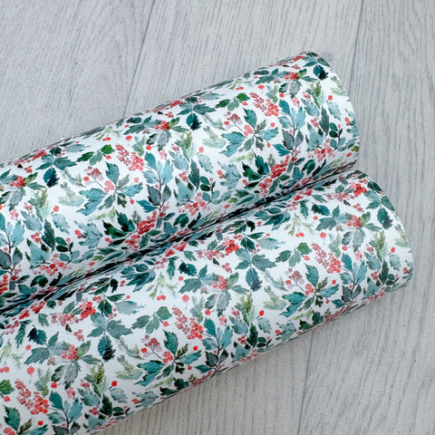 Red Holly Leaves Leatherette