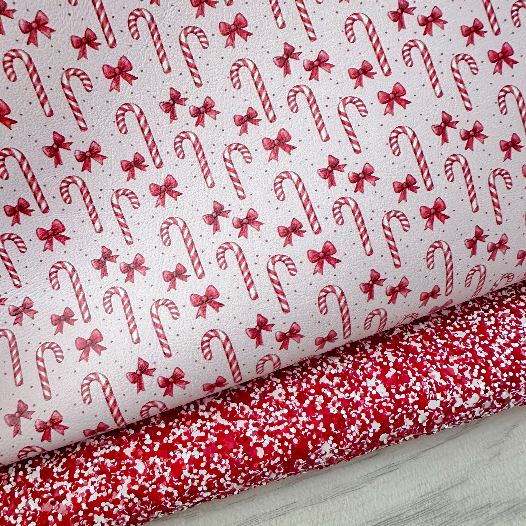 Candy Cane Bows Glitter Duo