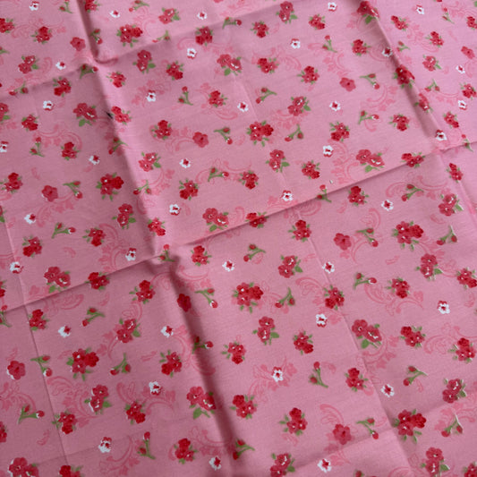 Fat Quarter Cotton Fabric Pink & Red Floral