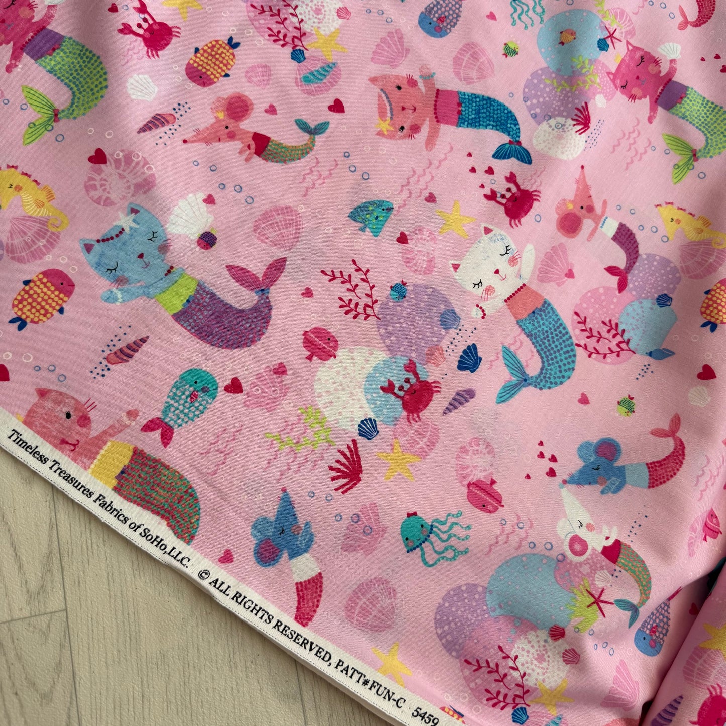 Cat Mermaids- by Timeless Treasures (Fun-C5459) Cotton Fabric