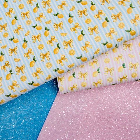Pink & Blue Lemons Glitter & Faux Leather Bundle
