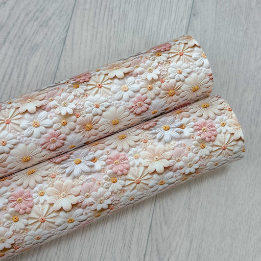 3D Daisy Flowers Leatherette