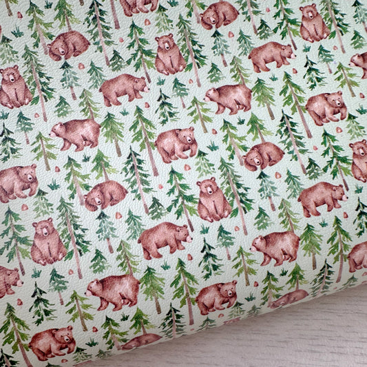 Woodland Bears Faux Leather Sheet