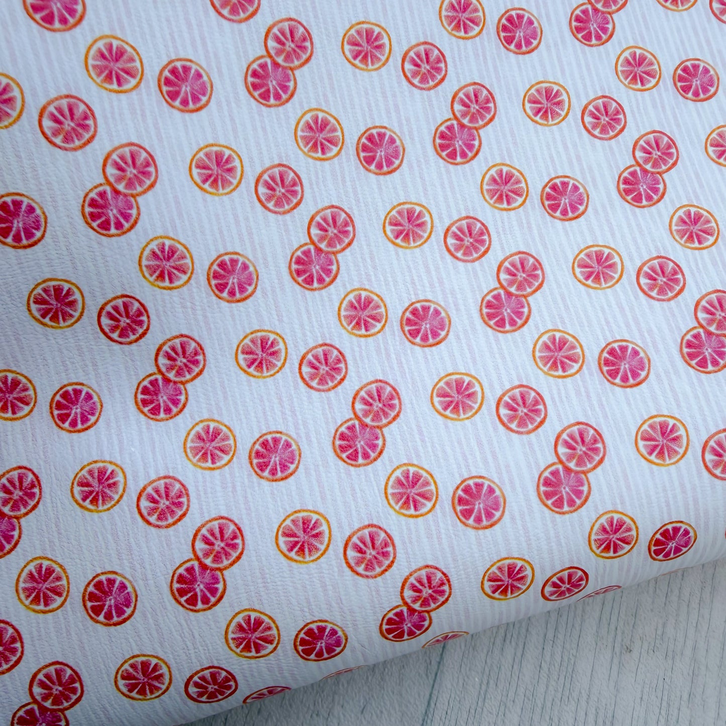Pink Grapefruit Slices Faux Leather