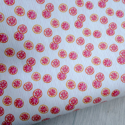Pink Grapefruit Slices Faux Leather