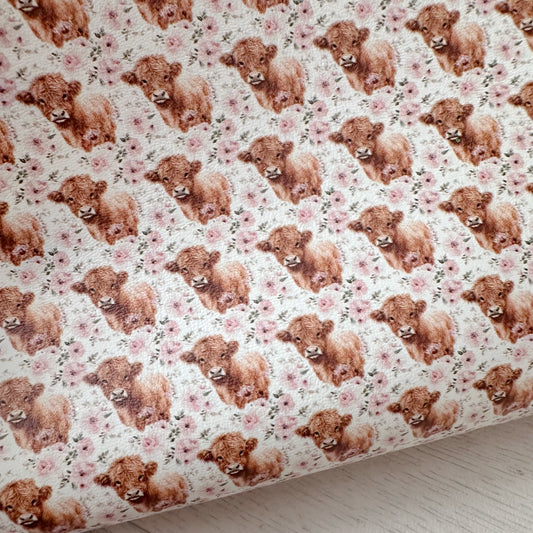 Flowers & Highland Cows Leatherette