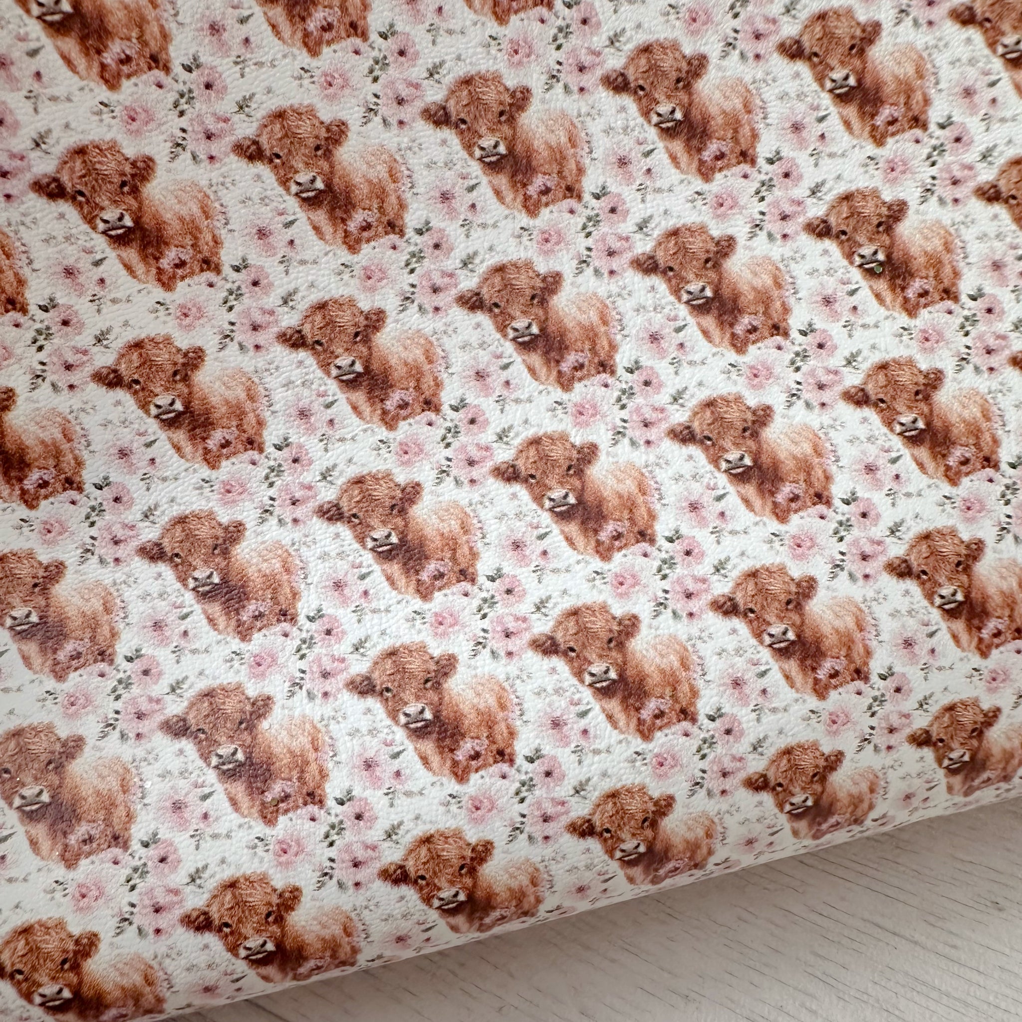 Flowers & Highland Cows Leatherette