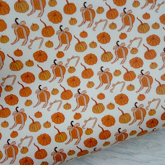 Pumpkin Ribbons Faux Leather Sheet