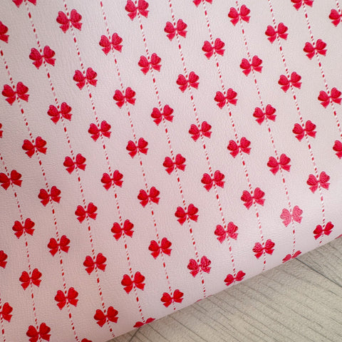 Bows & Candy Cane Stripes Leatherette