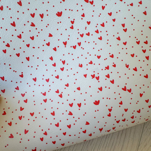 Red Hearts & Spots Leatherette
