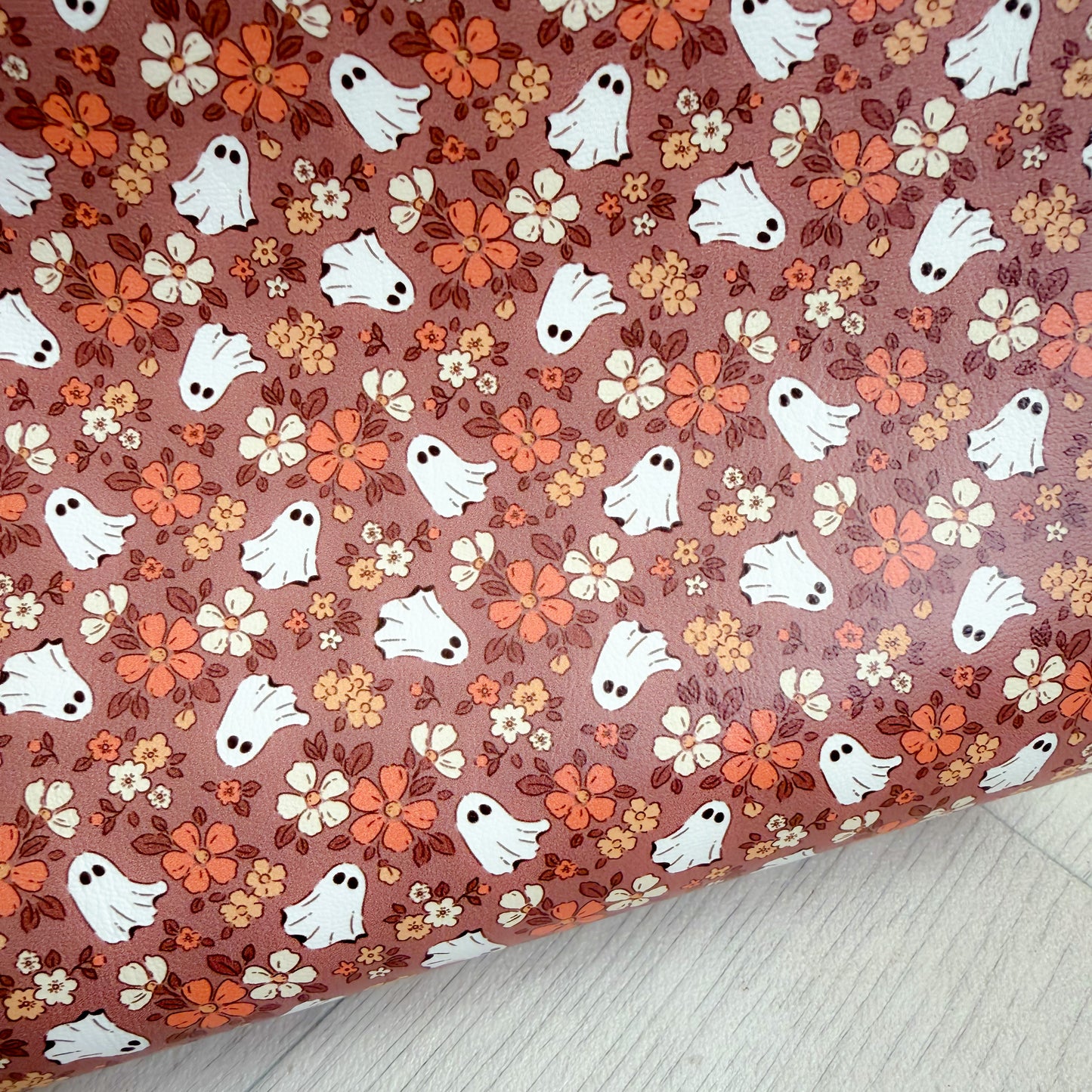 Ghostly Boho Floral Faux Leather Sheet