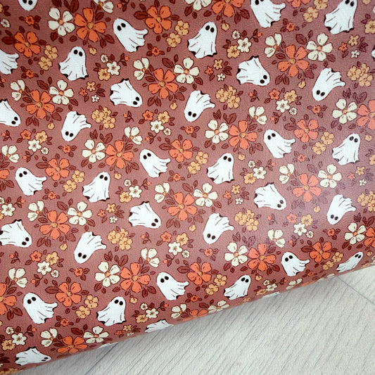 Ghostly Boho Floral Faux Leather Sheet