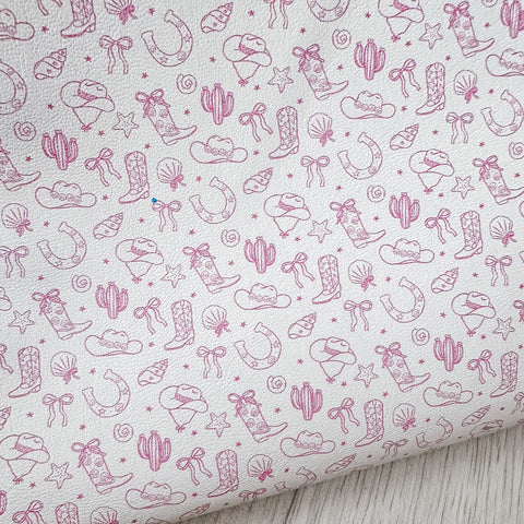 Coastal Cow Girl Pink Faux Leather Sheet