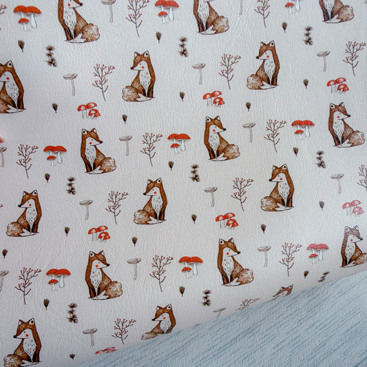 Fox Toadstools Faux Leather Sheet