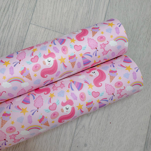 Unicorn Party Pink Leatherette