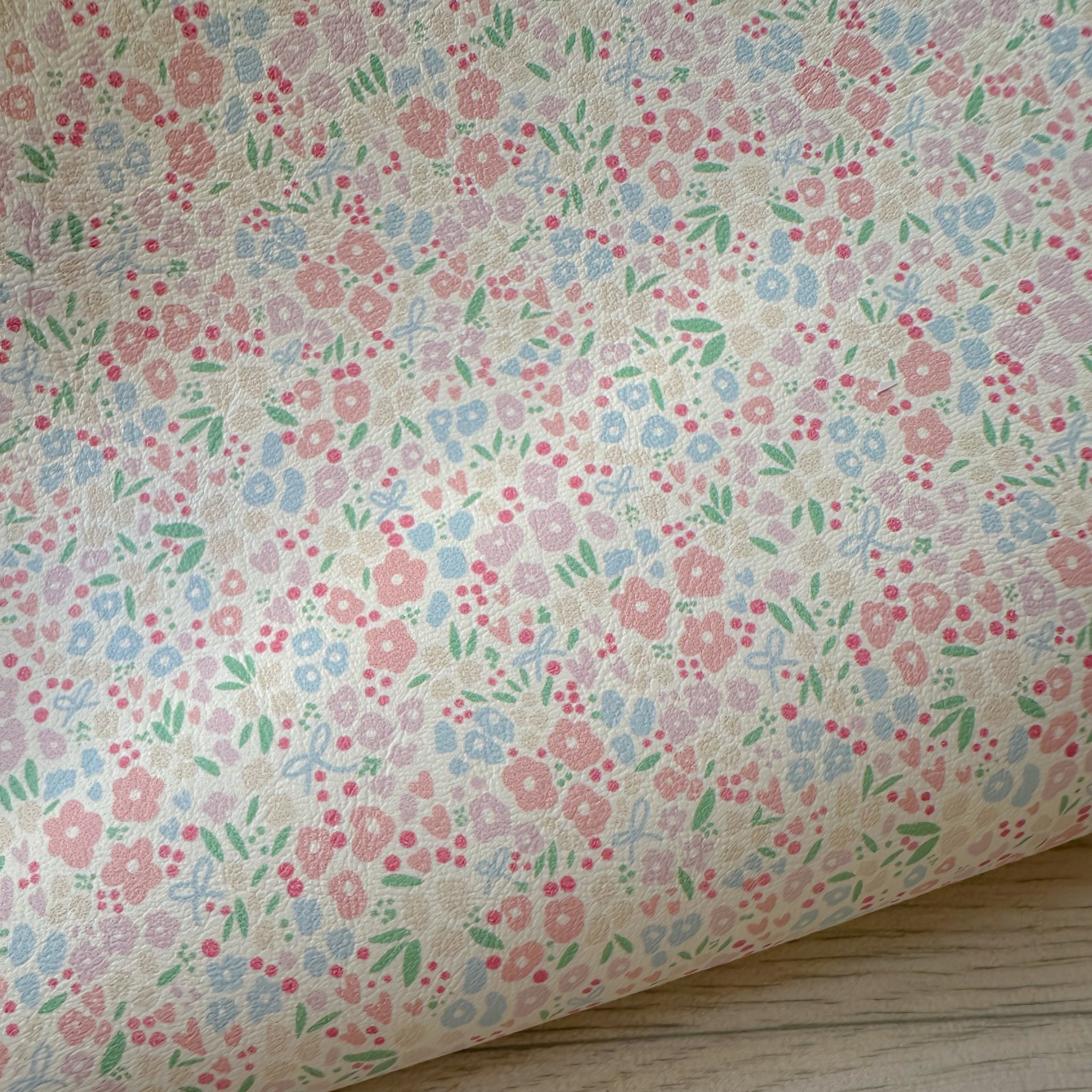 Bow Blooms Blue Leatherette