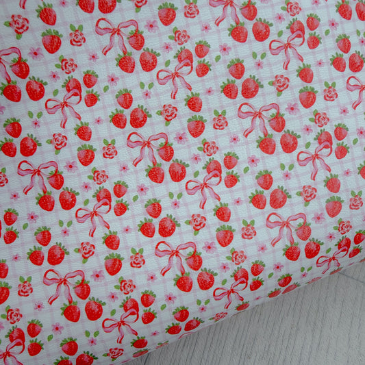 Beautiful Strawberry Gingham Faux Leather Sheet