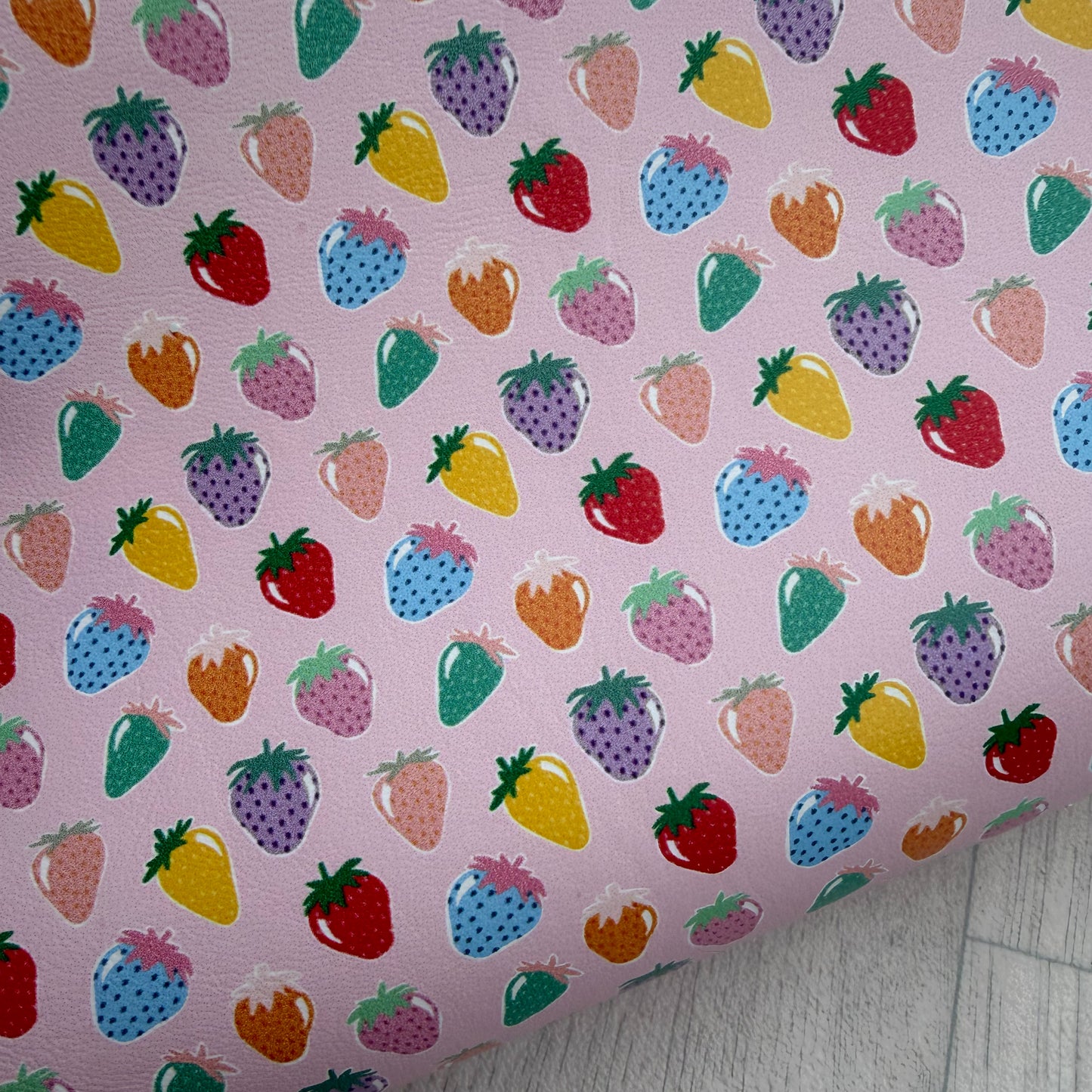 Rainbow Strawberries Faux Leather