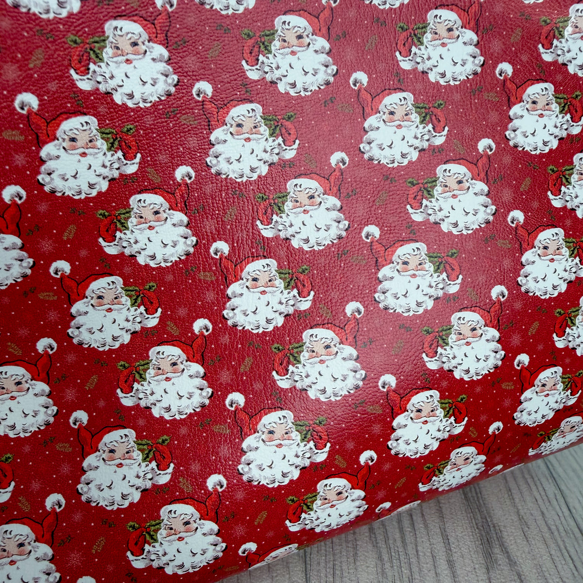 Santa With Holly Faux Leather Sheet