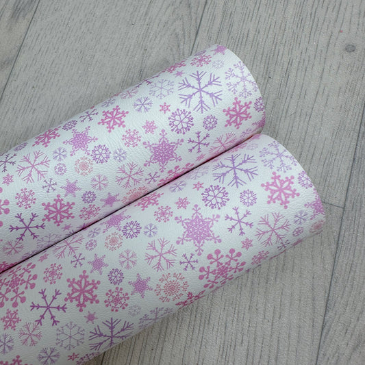Pink Snowflakes Leatherette