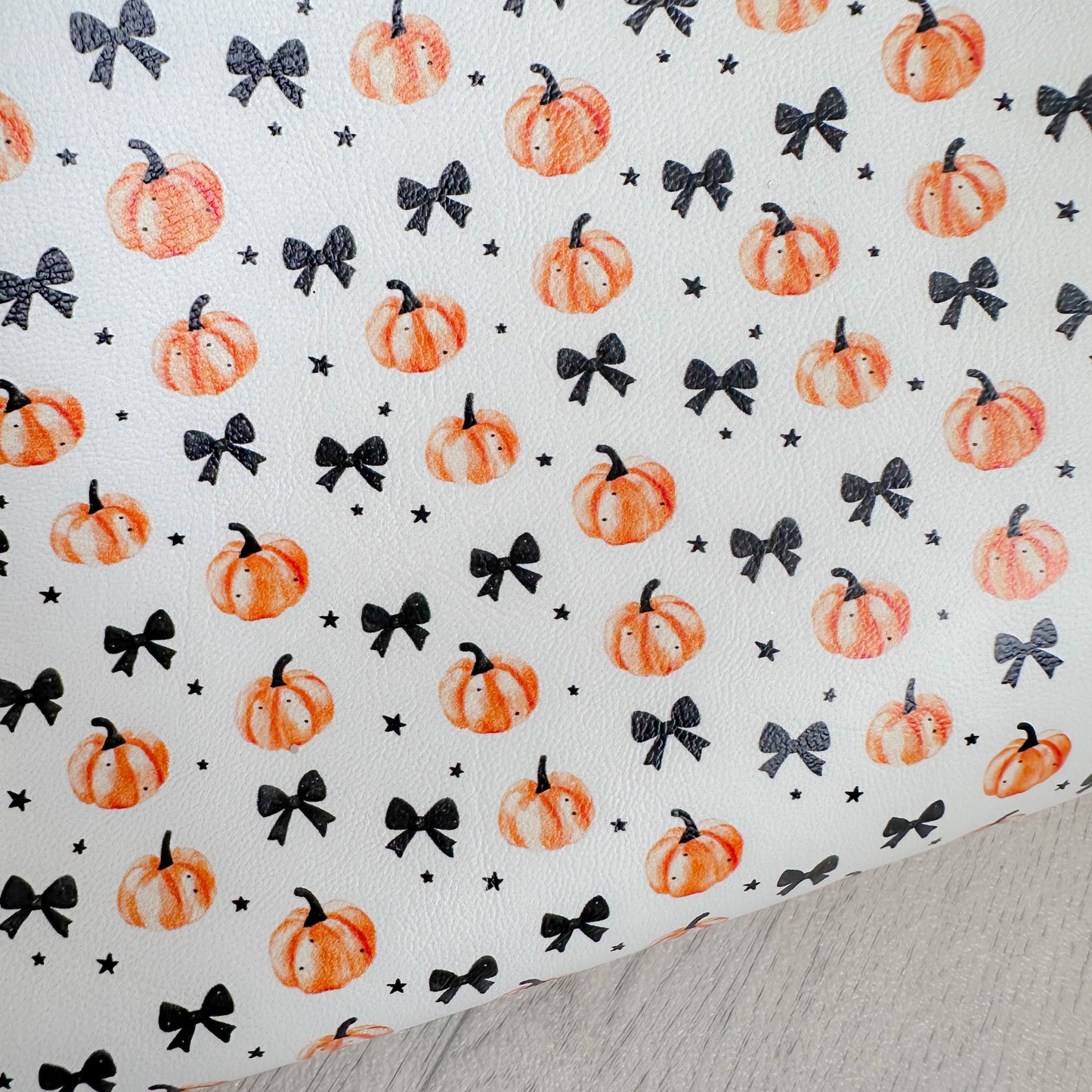 Pumpkins & Black Bows Faux Leather Sheet